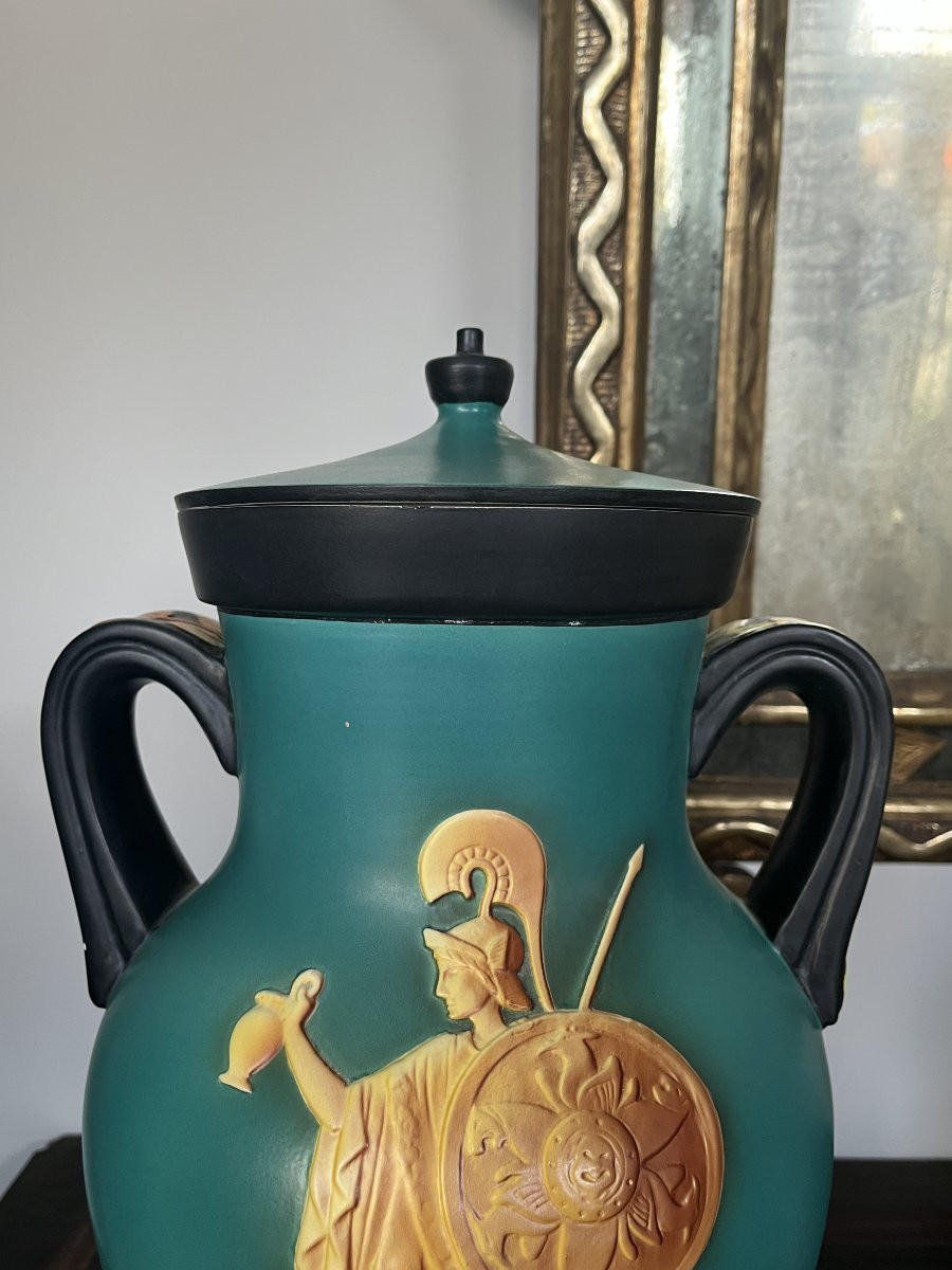 Vaso con coperchio in ceramica Art Déco – Vibi Torino, anni ’30-photo-7
