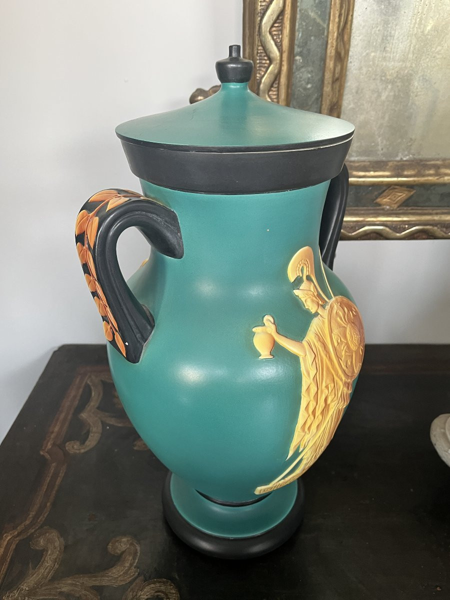 Vaso con coperchio in ceramica Art Déco – Vibi Torino, anni ’30-photo-8