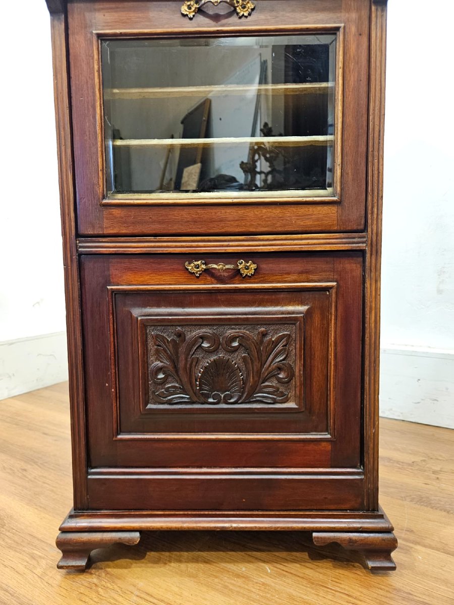 Music Cabinet Vittoriano in Massello di Mogano, XIX secolo-photo-4