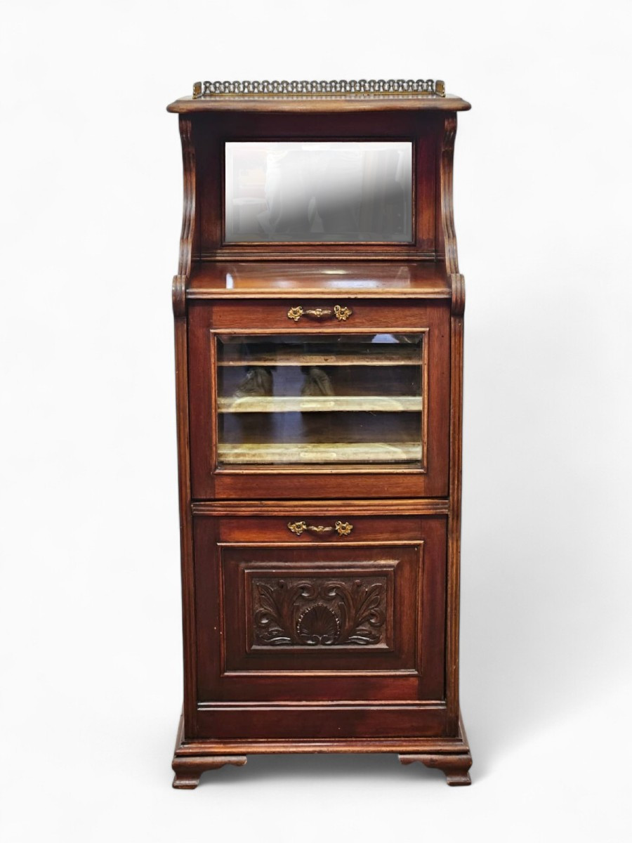 Music Cabinet Vittoriano in Massello di Mogano, XIX secolo