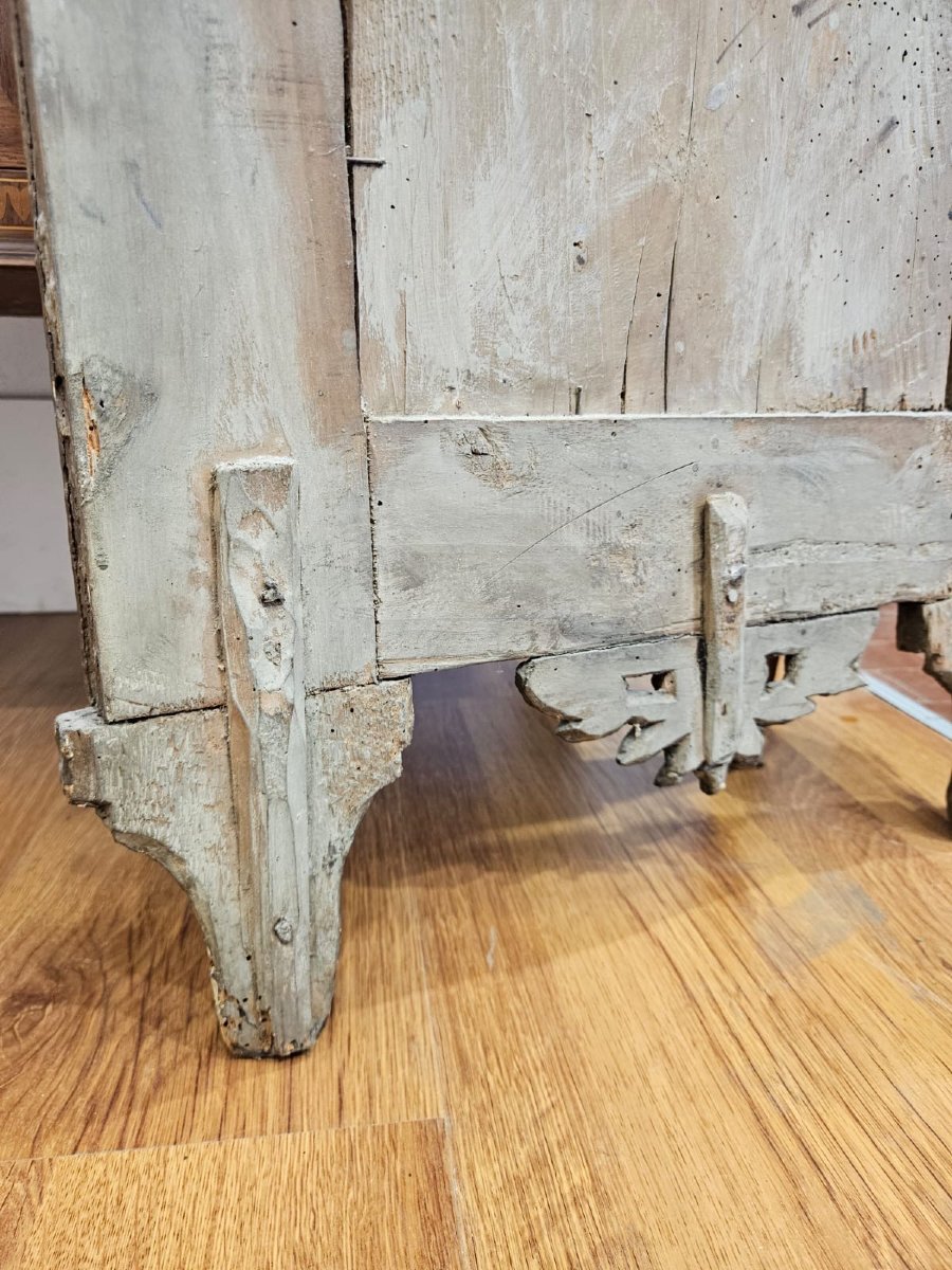 Specchiera dorata a mecca con inserti in vetro verde – XVIII secolo-photo-1