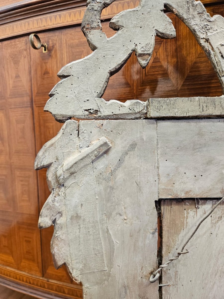 Specchiera dorata a mecca con inserti in vetro verde – XVIII secolo-photo-6