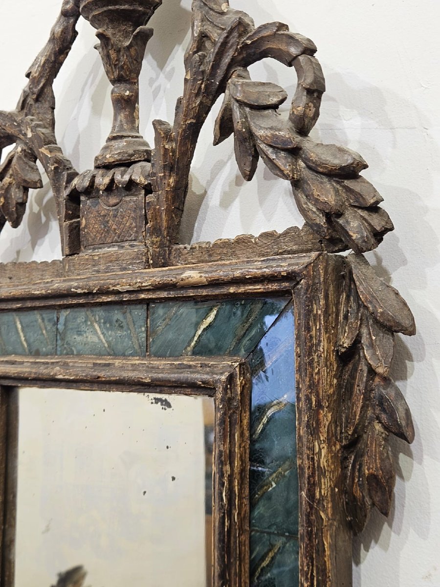 Specchiera dorata a mecca con inserti in vetro verde – XVIII secolo-photo-7