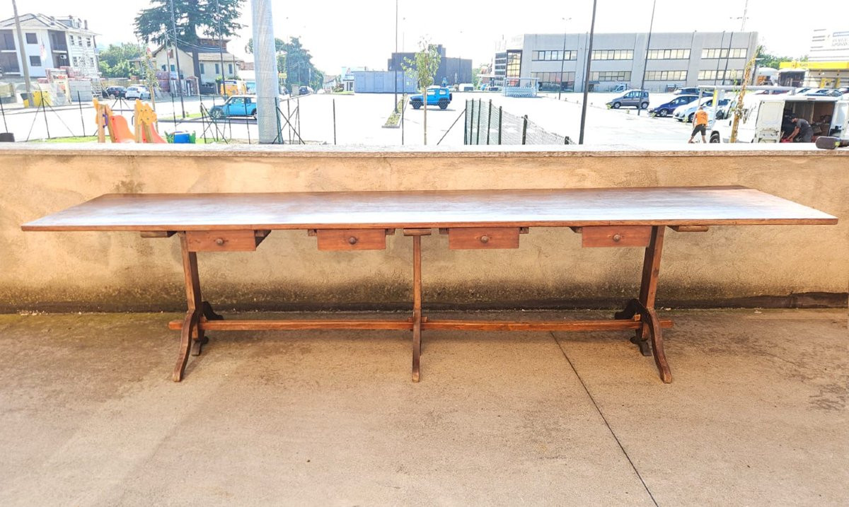 Grande tavolo in abete - fine XIX Sec.-photo-4