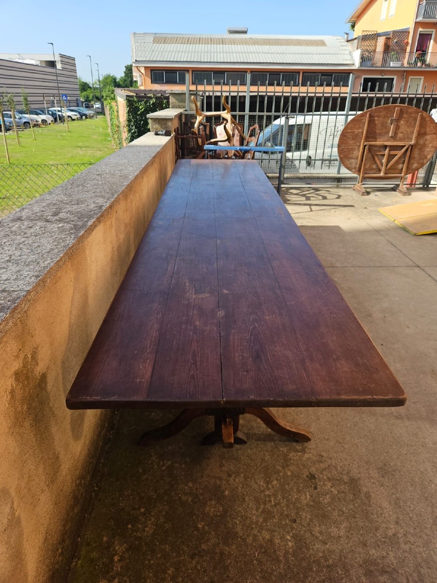 Grande tavolo in abete - fine XIX Sec.-photo-5