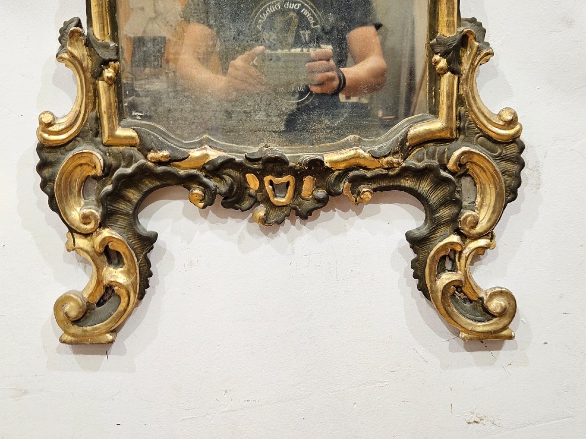 Specchiera laccata e dorata in legno intagliato - XIX Sec.-photo-4