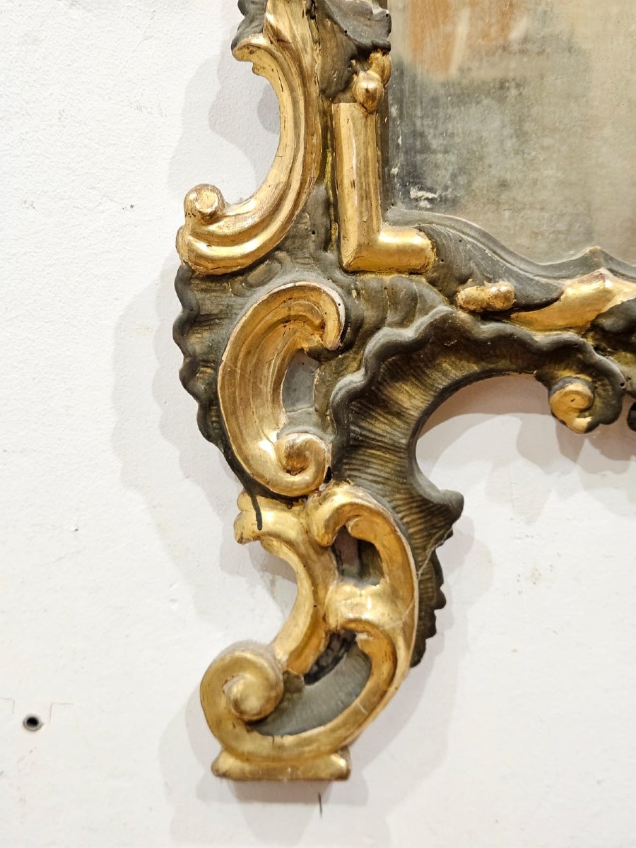 Specchiera laccata e dorata in legno intagliato - XIX Sec.-photo-2