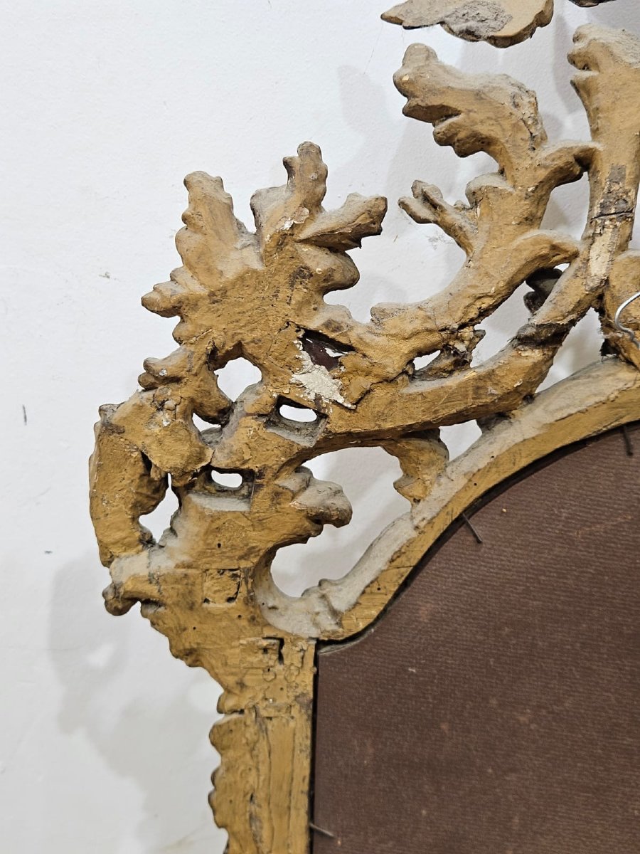 Specchiera laccata e dorata in legno intagliato - XIX Sec.-photo-5