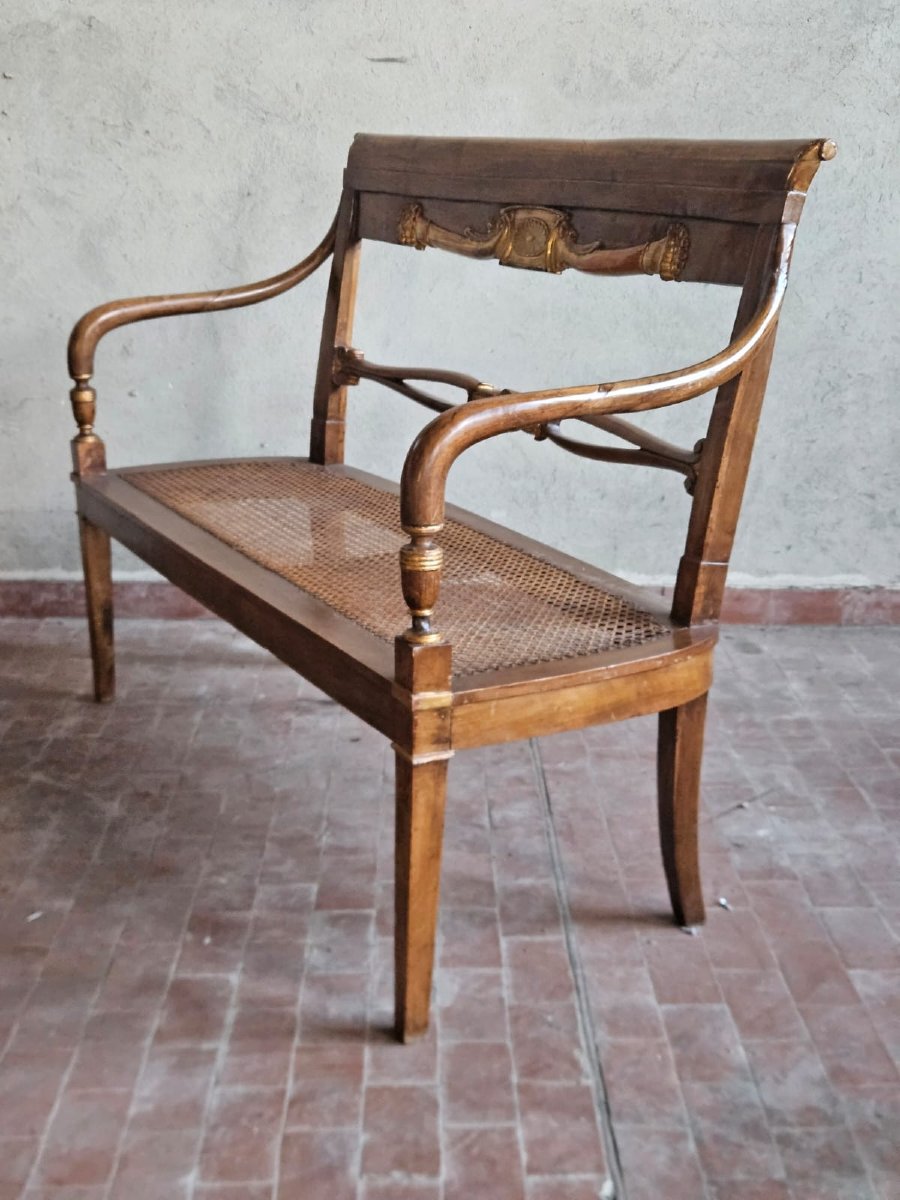 Divanetto Impero con seduta in paglia di Vienna-photo-2