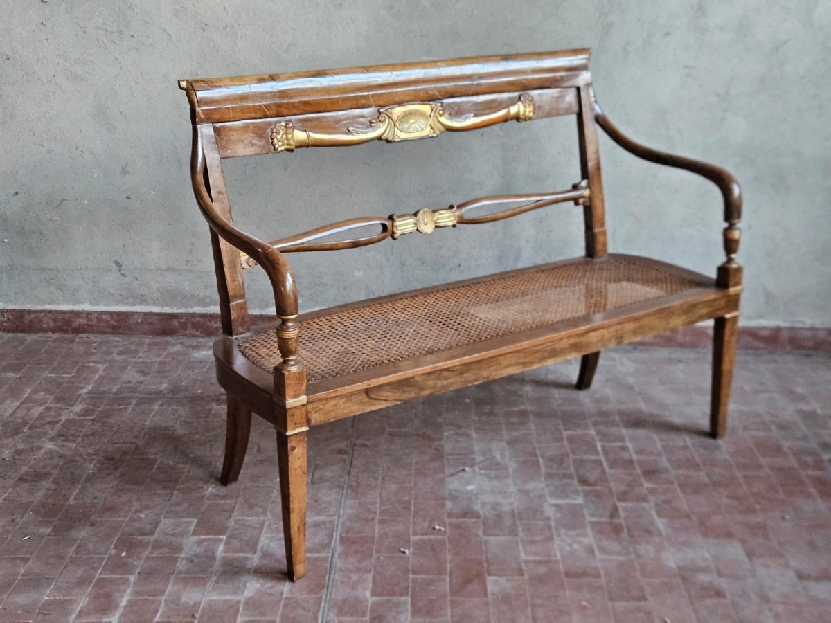 Divanetto Impero con seduta in paglia di Vienna-photo-3