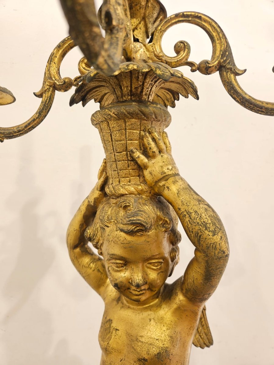 Candeliere a lampada in bronzo dorato – Art Deco' , anni ’40-photo-4