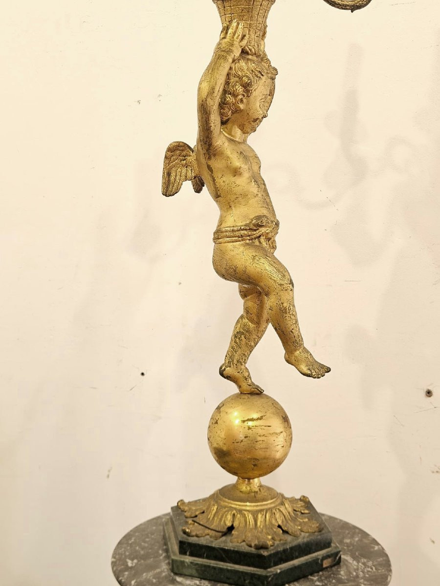 Candeliere a lampada in bronzo dorato – Art Deco' , anni ’40-photo-6