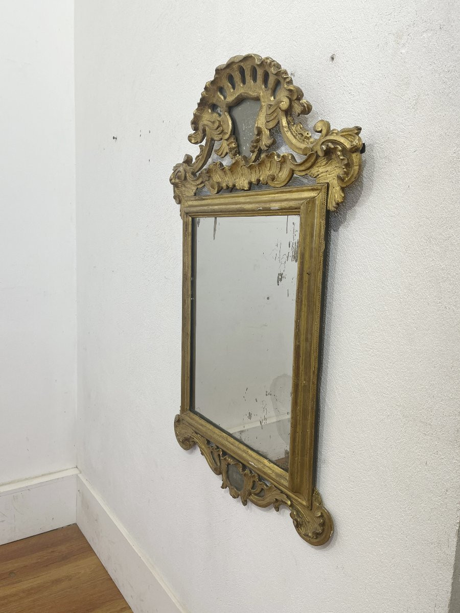 Specchiera Luigi XV in legno dorato a foglia – XVIII secolo-photo-2