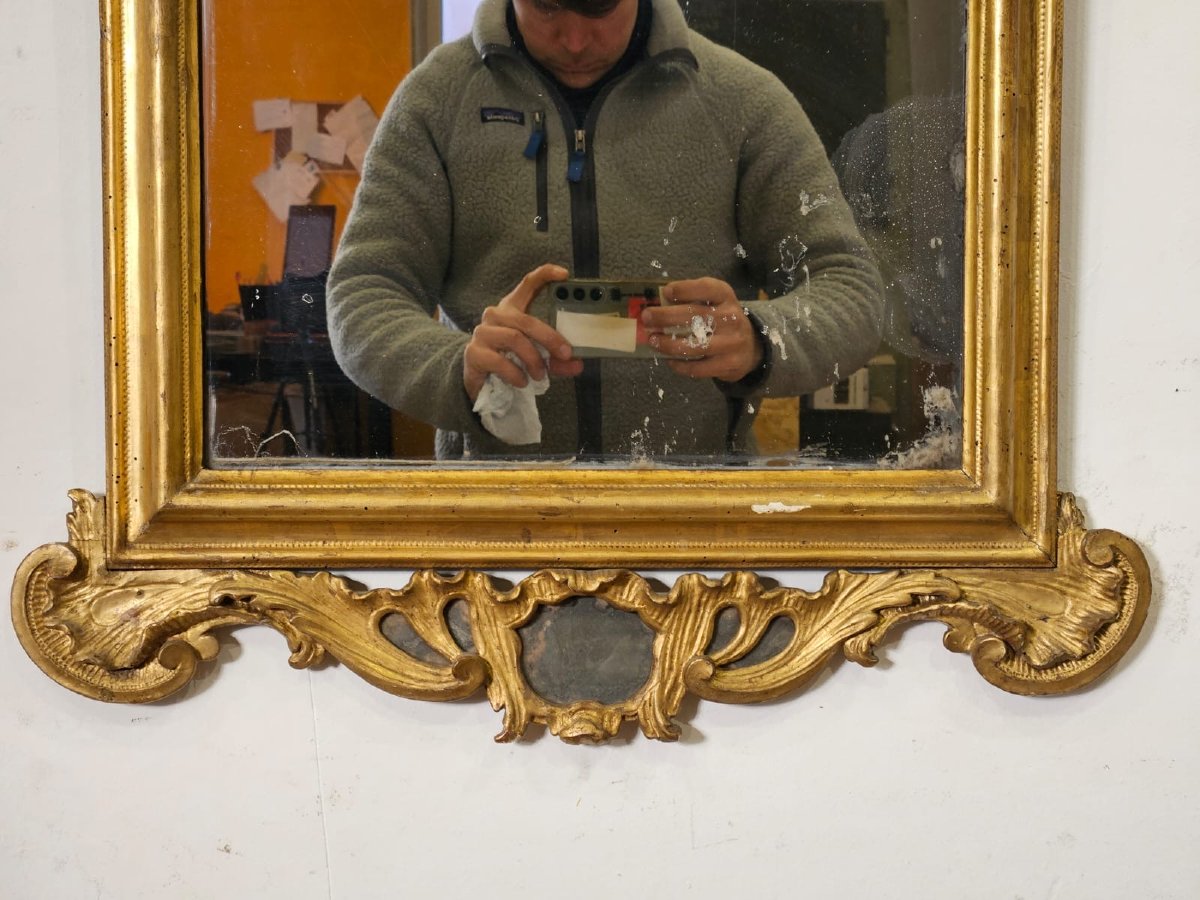 Specchiera Luigi XV in legno dorato a foglia – XVIII secolo-photo-4