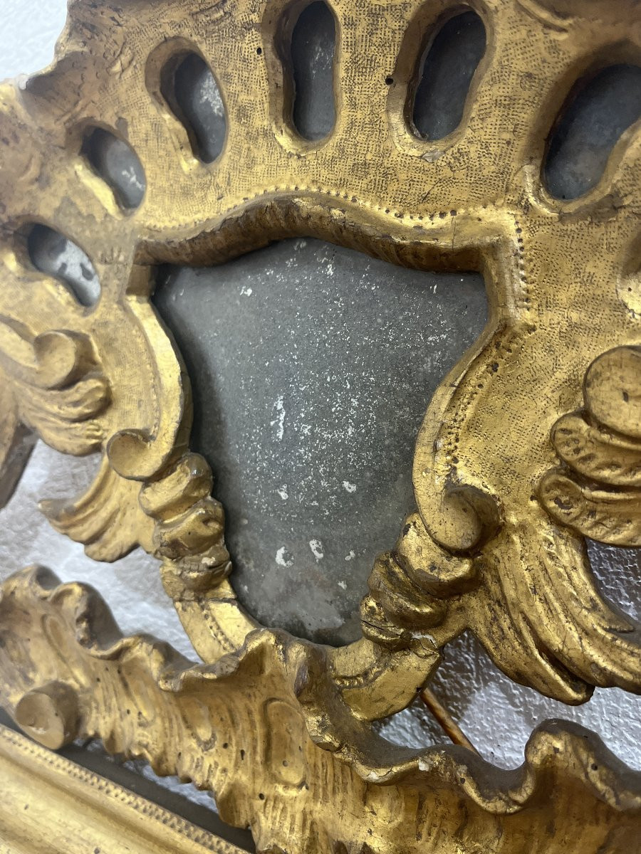 Specchiera Luigi XV in legno dorato a foglia – XVIII secolo-photo-1