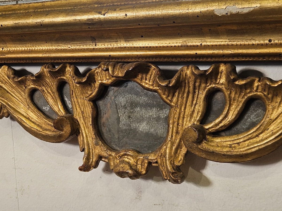 Specchiera Luigi XV in legno dorato a foglia – XVIII secolo-photo-5
