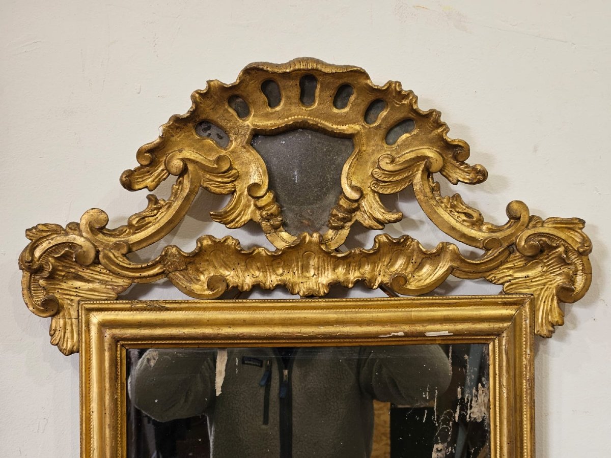 Specchiera Luigi XV in legno dorato a foglia – XVIII secolo-photo-6