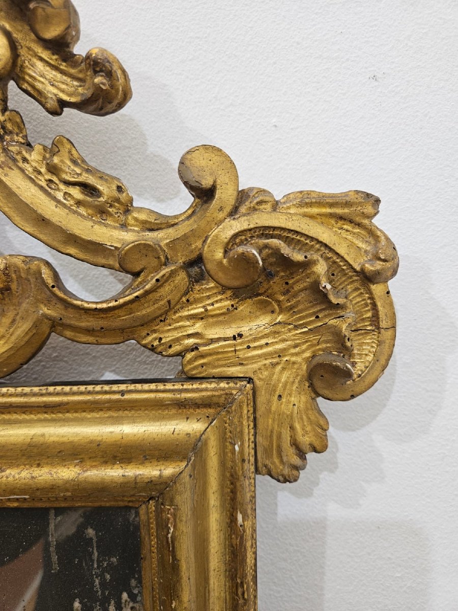 Specchiera Luigi XV in legno dorato a foglia – XVIII secolo-photo-8