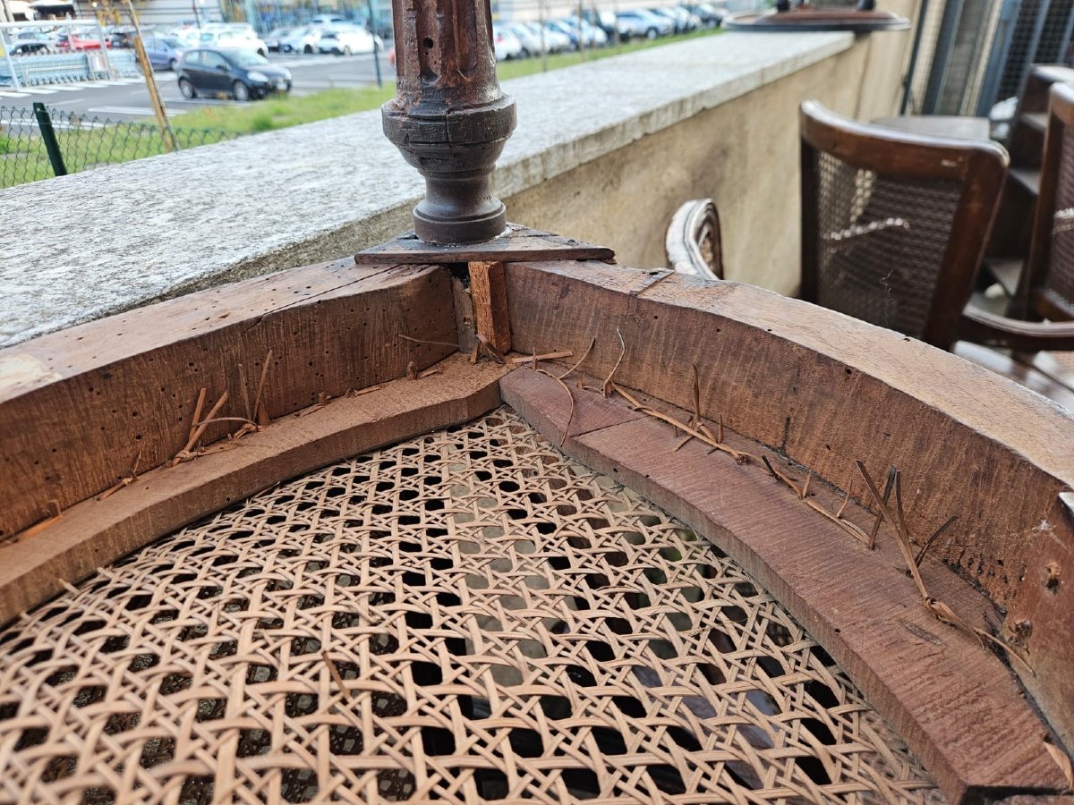 Serie di 7 poltroncine Luigi XVI in noce-photo-1