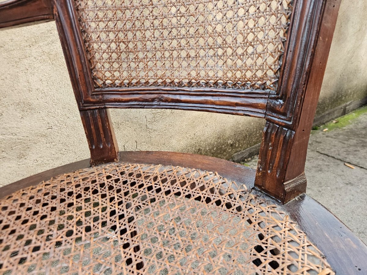 Serie di 7 poltroncine Luigi XVI in noce-photo-3