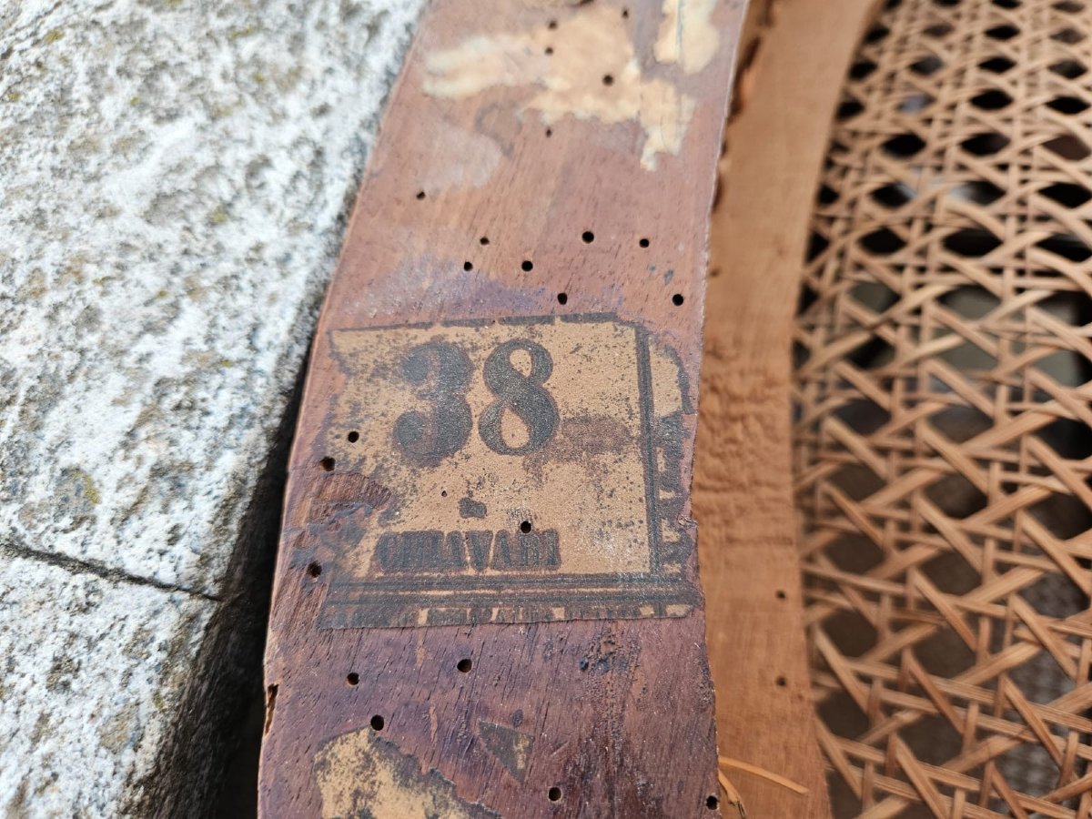 Serie di 7 poltroncine Luigi XVI in noce-photo-6