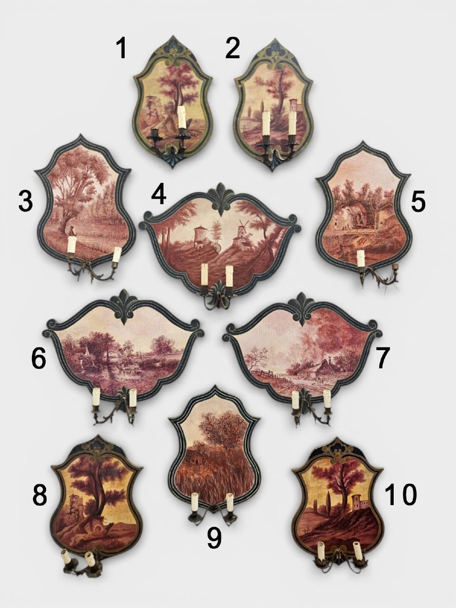 Serie di 10 applique dipinte su tavola – Anni ’50-photo-2