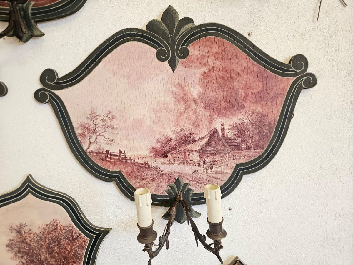 Serie di 10 applique dipinte su tavola – Anni ’50-photo-1