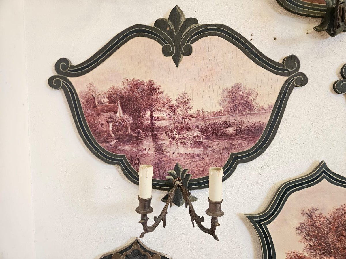 Serie di 10 applique dipinte su tavola – Anni ’50-photo-2
