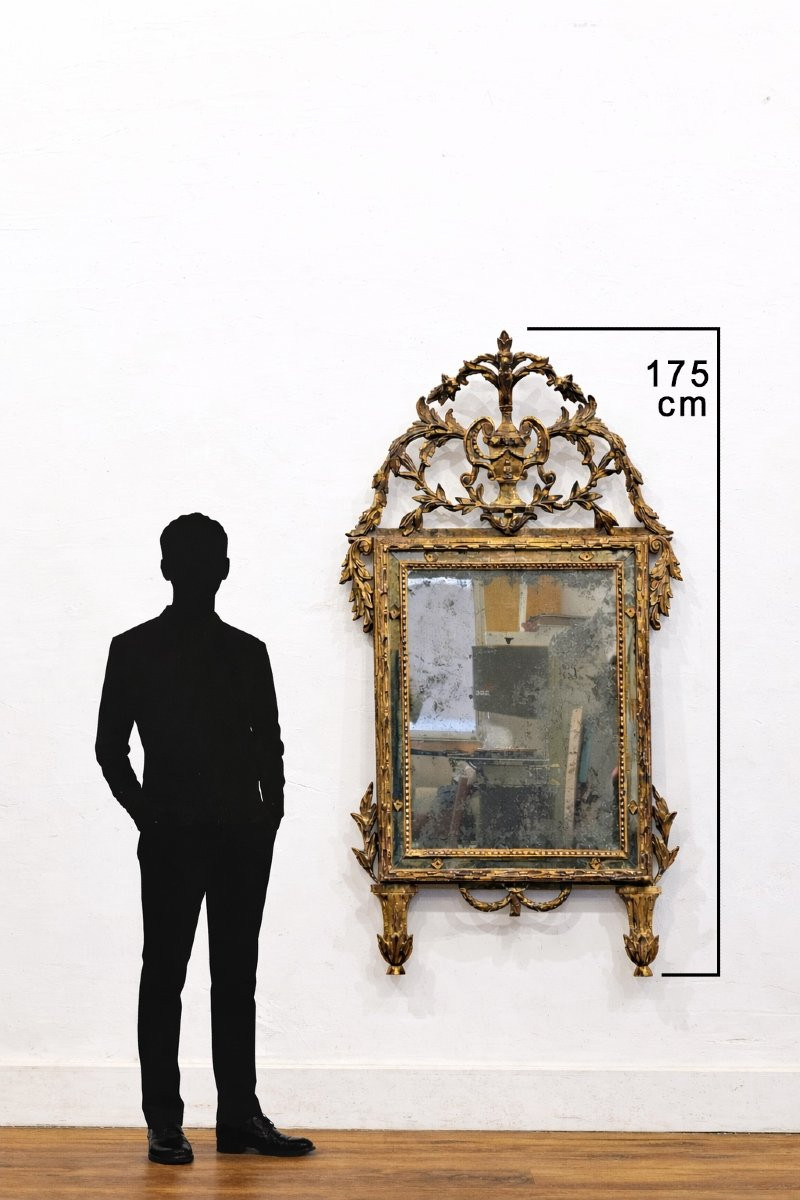 Imponente specchiera Luigi XVI in legno dorato – XVIII secolo-photo-2