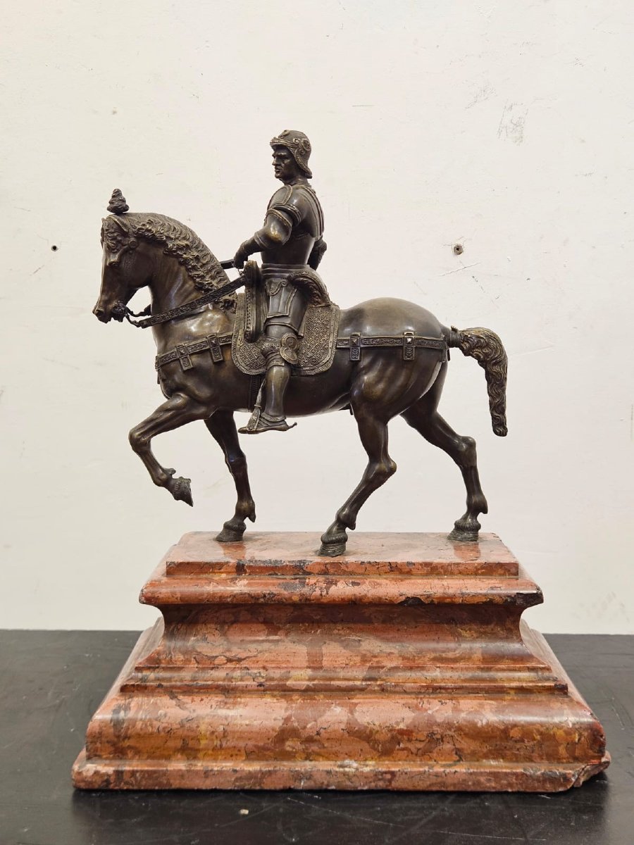 Scultura in bronzo raffigurante Bartolomeo Colleoni - XIX Sec.-photo-2