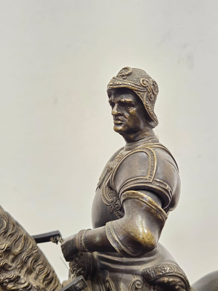 Scultura in bronzo raffigurante Bartolomeo Colleoni - XIX Sec.-photo-3