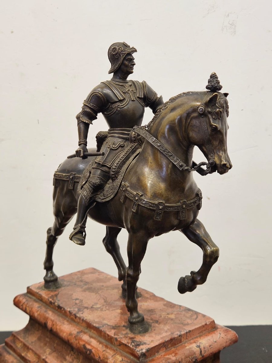 Scultura in bronzo raffigurante Bartolomeo Colleoni - XIX Sec.-photo-1