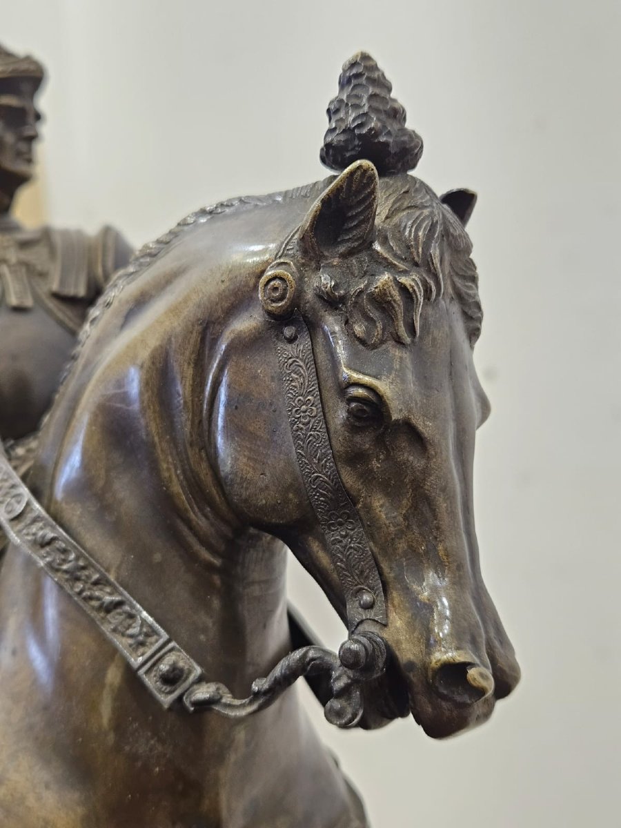 Scultura in bronzo raffigurante Bartolomeo Colleoni - XIX Sec.-photo-2