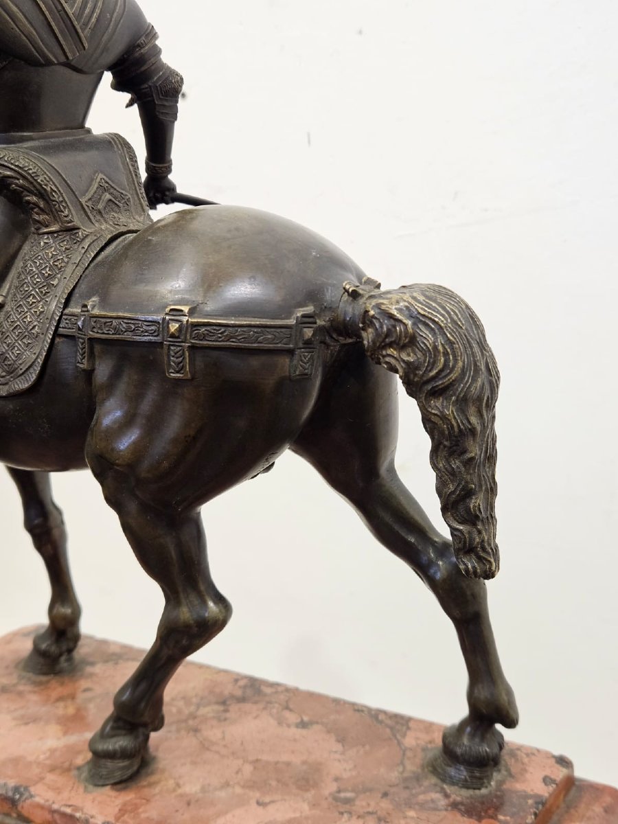 Scultura in bronzo raffigurante Bartolomeo Colleoni - XIX Sec.-photo-6