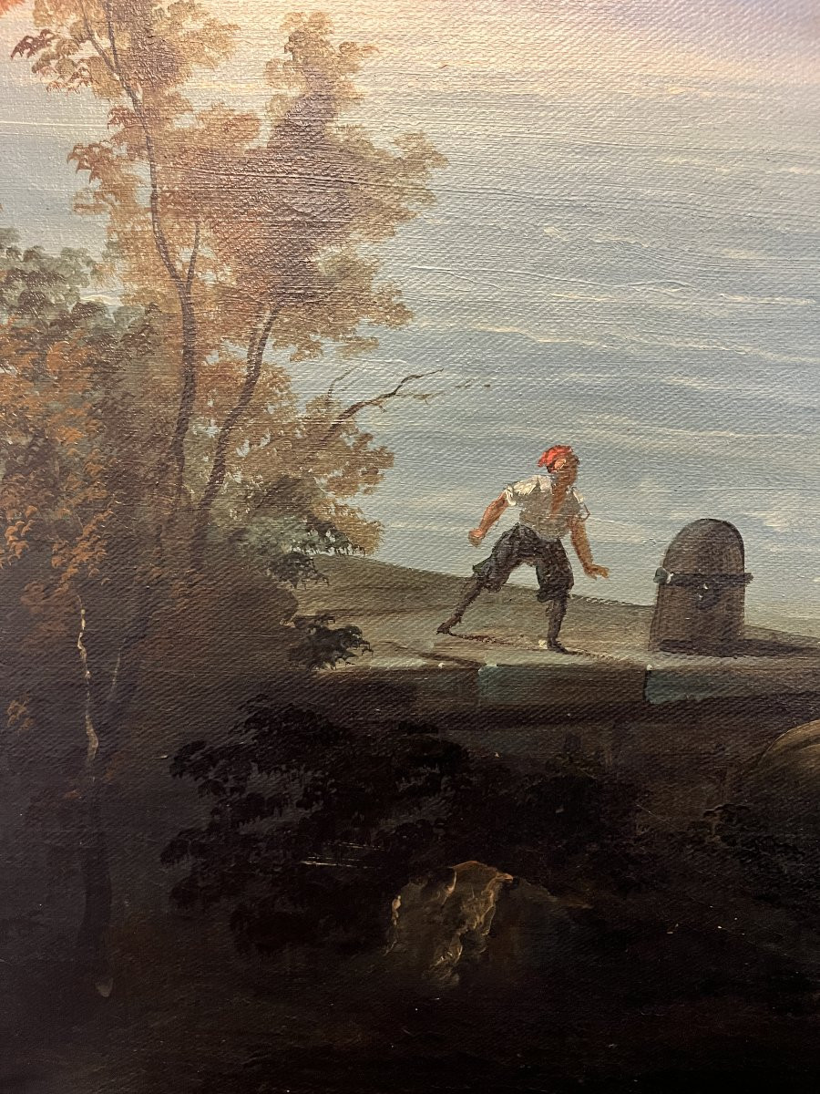 Dipinto a olio su tela – Veduta della Fortezza di Ehrenbreitstein sul fiume Reno-photo-2