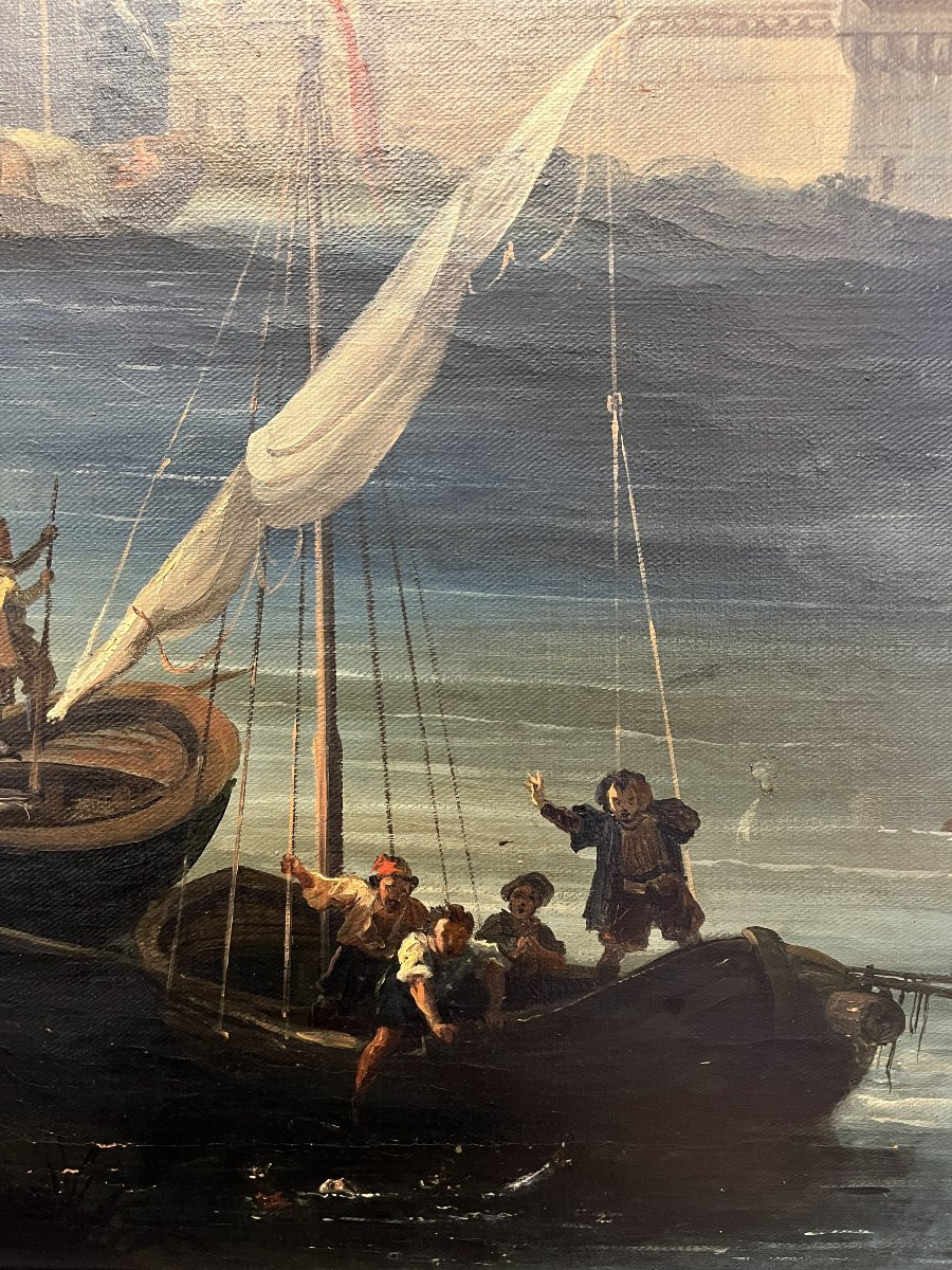 Dipinto a olio su tela – Veduta della Fortezza di Ehrenbreitstein sul fiume Reno-photo-4