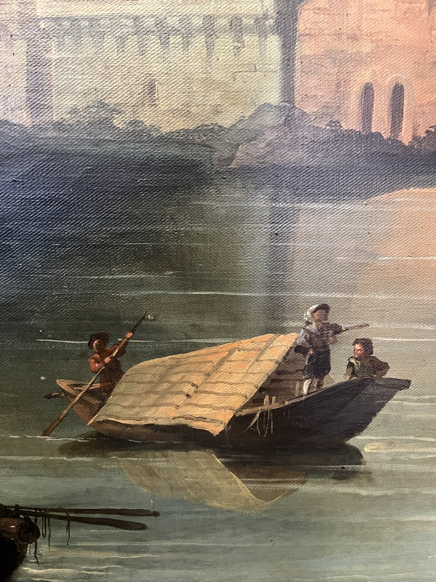 Dipinto a olio su tela – Veduta della Fortezza di Ehrenbreitstein sul fiume Reno-photo-1