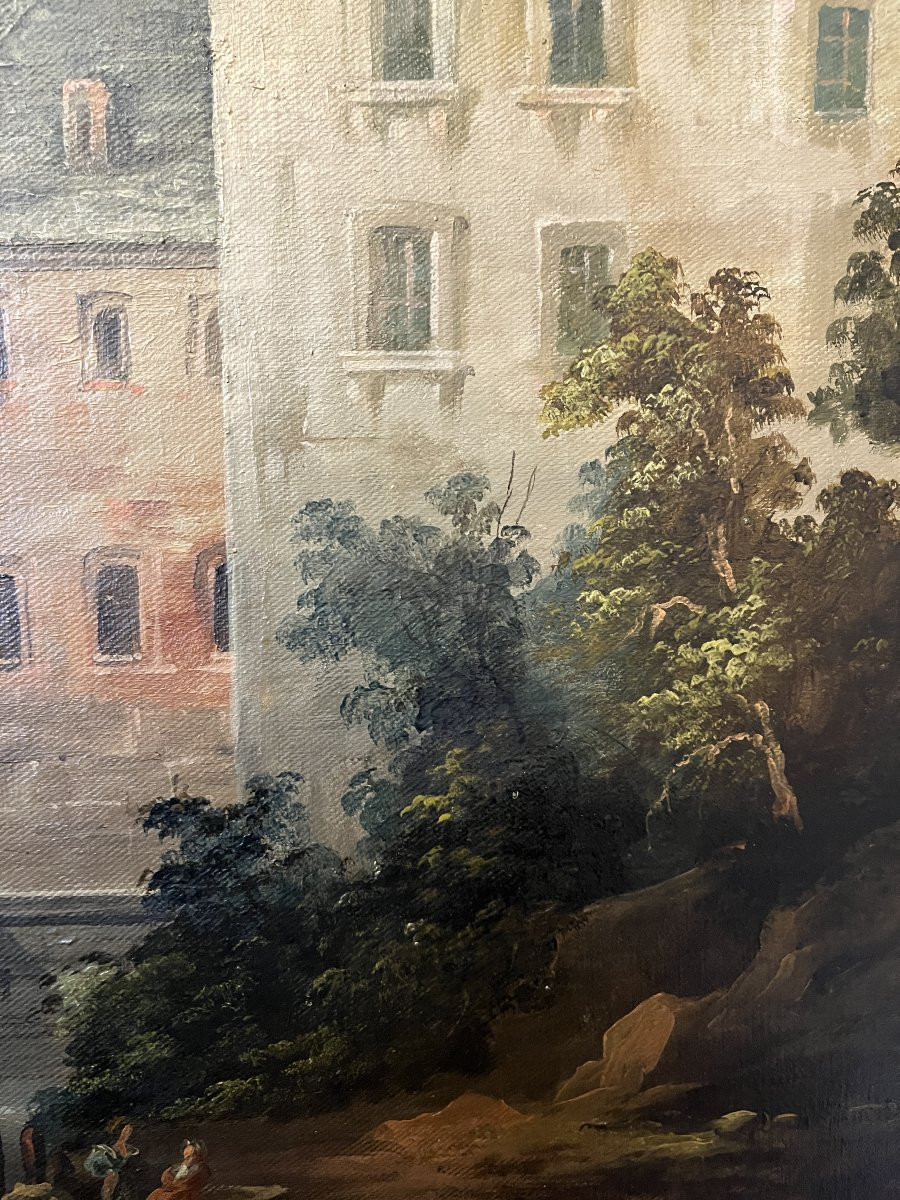 Dipinto a olio su tela – Veduta della Fortezza di Ehrenbreitstein sul fiume Reno-photo-4