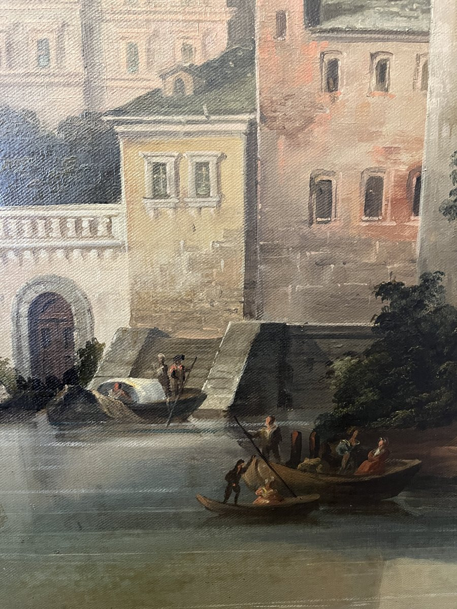 Dipinto a olio su tela – Veduta della Fortezza di Ehrenbreitstein sul fiume Reno-photo-5