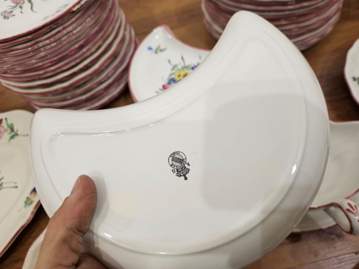 Servizio da tavola in maiolica Lunéville, 128 pezzi - Primi anni XX Sec.-photo-4