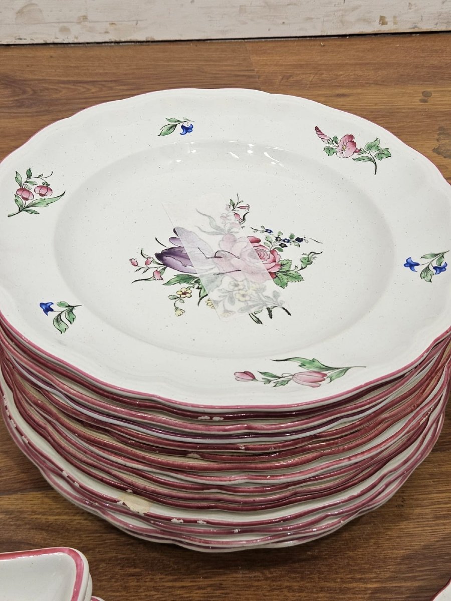 Servizio da tavola in maiolica Lunéville, 128 pezzi - Primi anni XX Sec.-photo-6