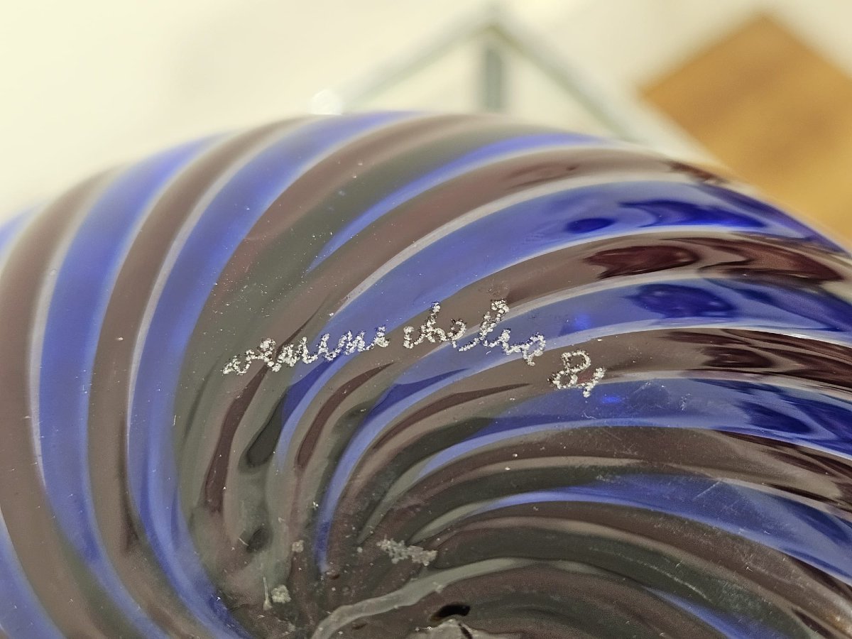 Vaso Venini – Vetro artistico di Murano firmato e datato 1981-photo-3