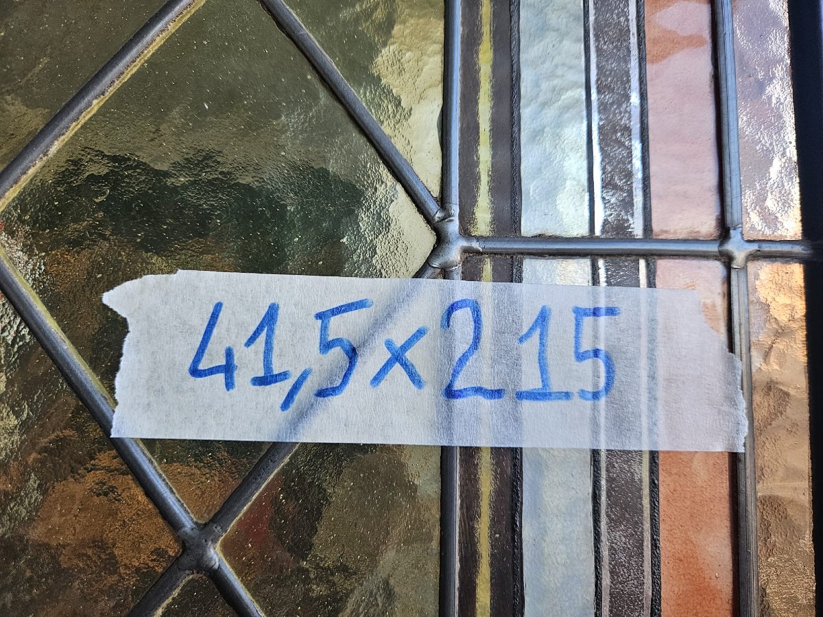 Coppia di vetrate cattedrale rilegate al piombo primo 900 -  215x41,5 cm-photo-6