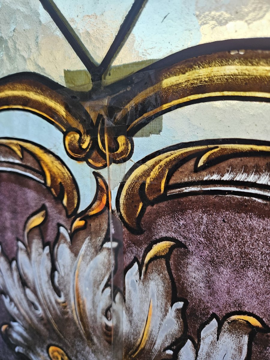 Coppia di vetrate cattedrale rilegate al piombo primo 900 -  162x41 cm-photo-6