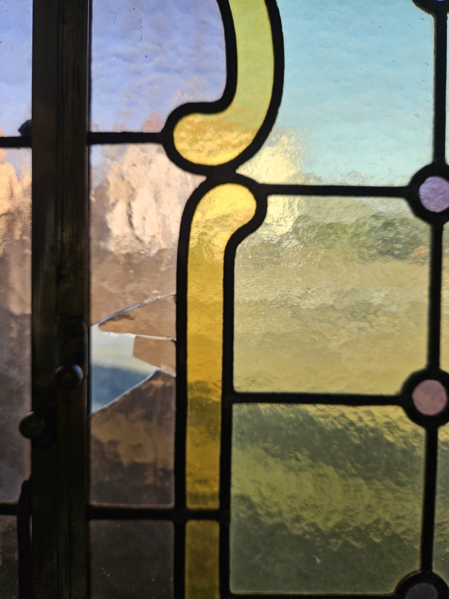 Tre vetrate cattedrale rilegate al piombo – Primo ’900 – 216 x 44 cm-photo-2