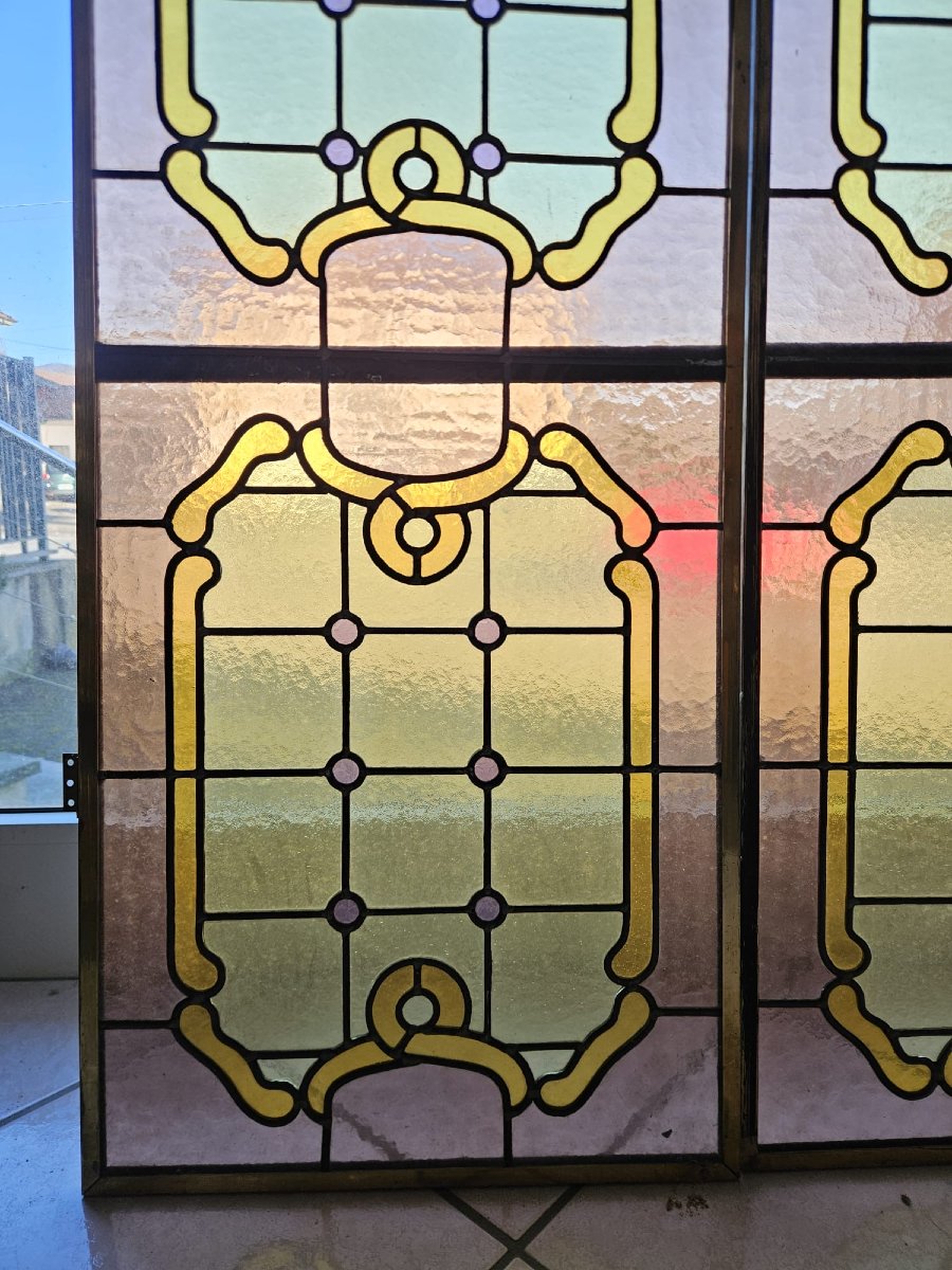 Tre vetrate cattedrale rilegate al piombo – Primo ’900 – 216 x 44 cm-photo-6