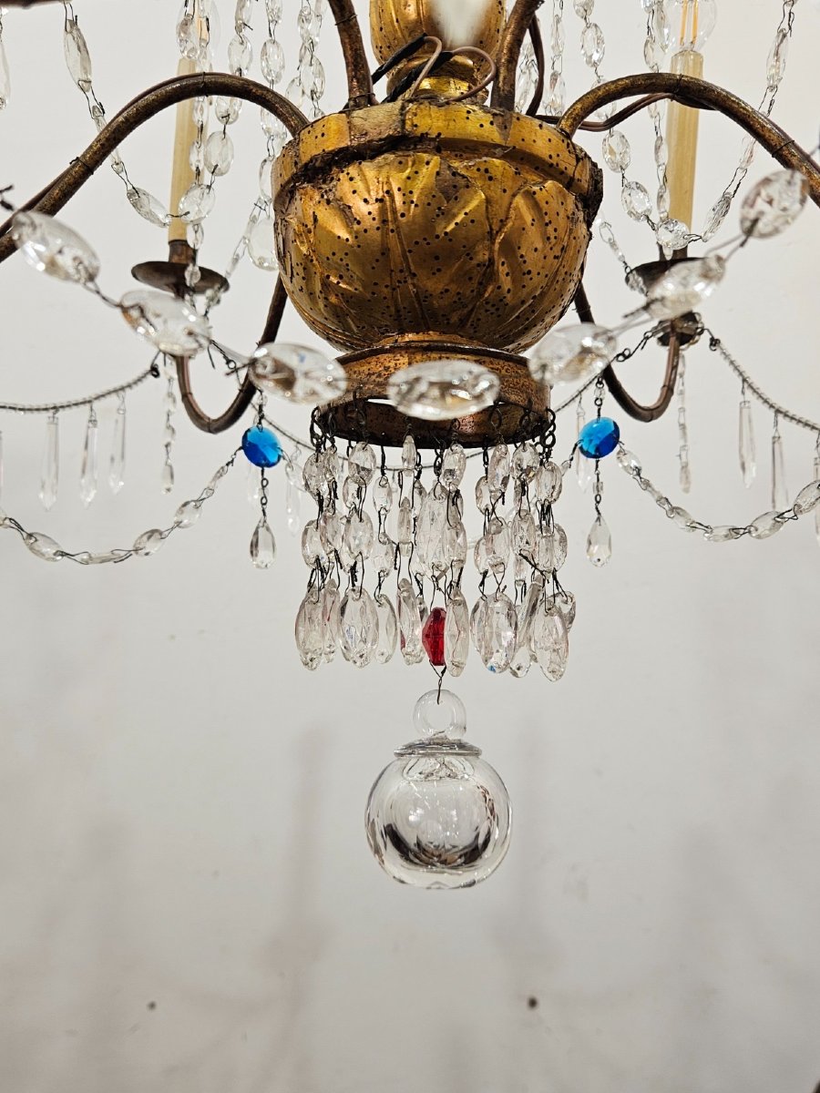 Lampadario genovese a 6 bracci con cristalli-photo-2