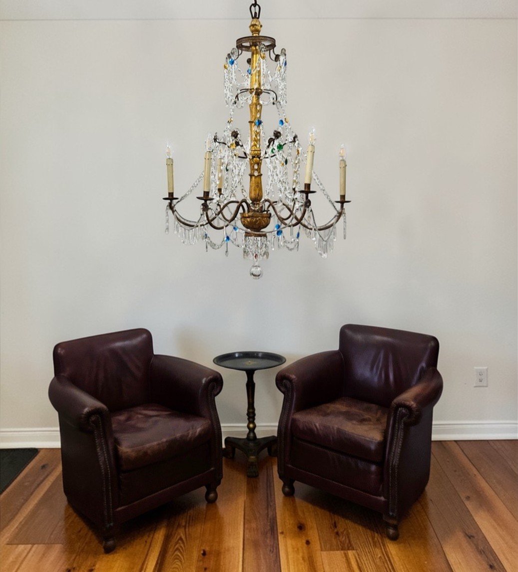 Lampadario genovese a 6 bracci con cristalli-photo-8