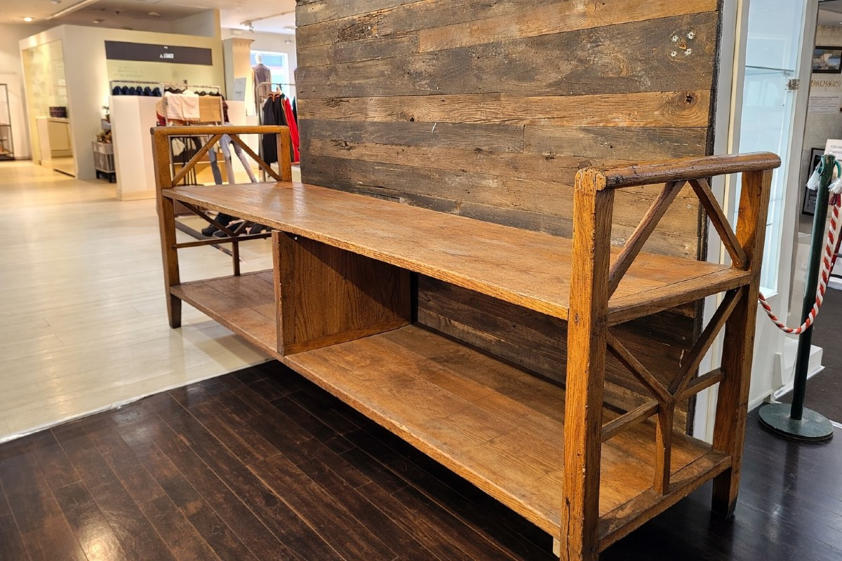 Bancone da negozio primi ‘900 in rovere massello