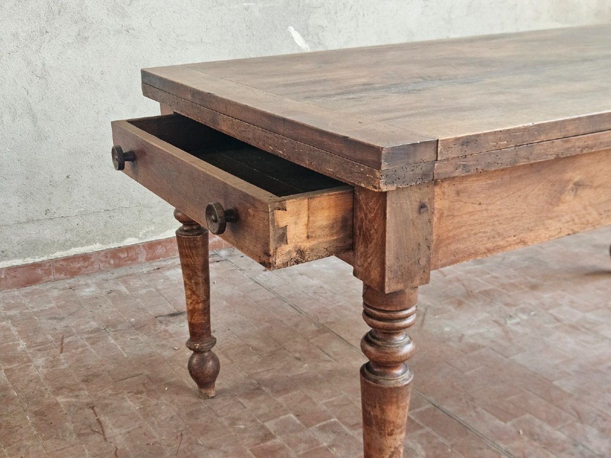 Tavolo a libro in noce massello, XIX secolo-photo-3